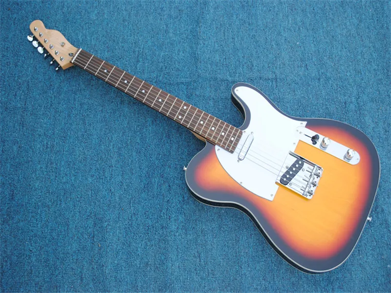 Factory custom Tobacco body Electric Guitar with Rosewood fingerboard ,White pickguard ,Chrome Hardware,Provide customized service