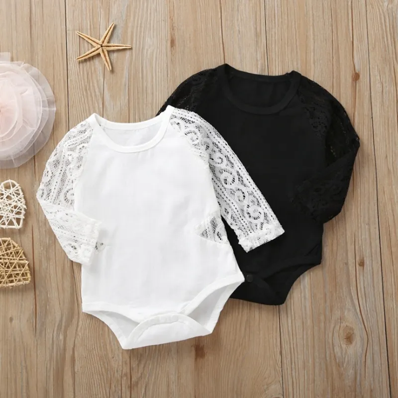 Baby Girl Romper Lace Sleeve Spädbarn Flickor Jumpsuits Personliga Toddler Bodysuits Designer Nyfödd Klättring Kläder Barnkläder DW4506