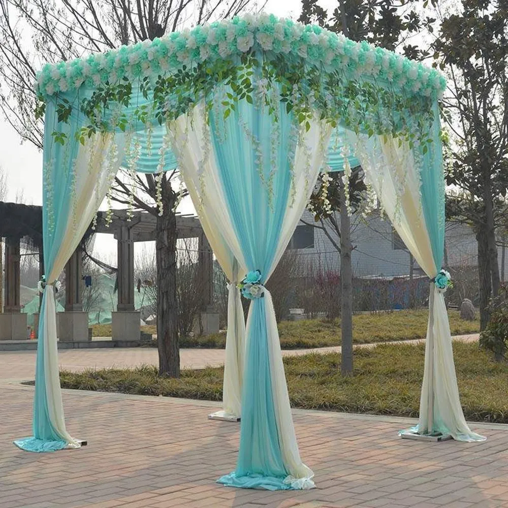 3MX3MX3M Sequins pärlor Celling Bröllop Square Canopy Drape Gardin med teleskopstångar Rörramsuppsättningar för bröllopsfesthändelse dekoration