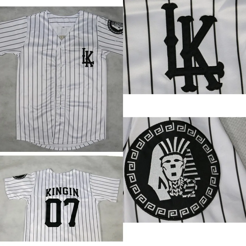 La Last Kings Kingin Baseball Jersey Double Ed White Shipping Высококачественные бейсбольные майки