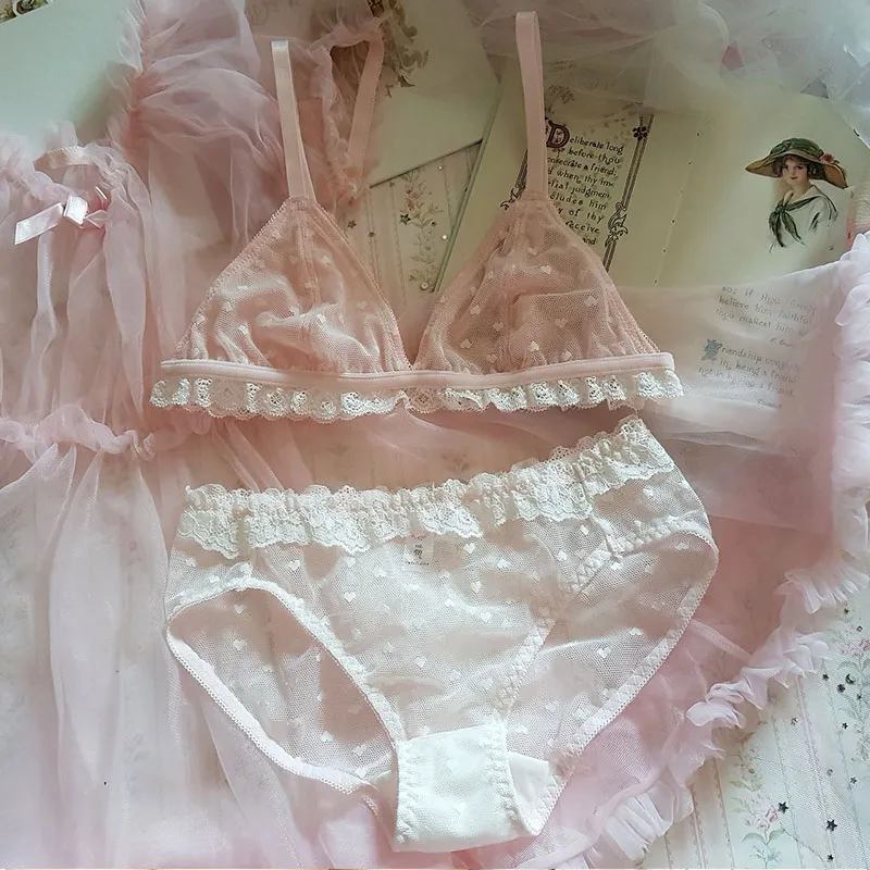 Sexy Rose Color White Dot Lace Bra Set temptation Thong Lingerie, panties  Free shippping - AliExpress