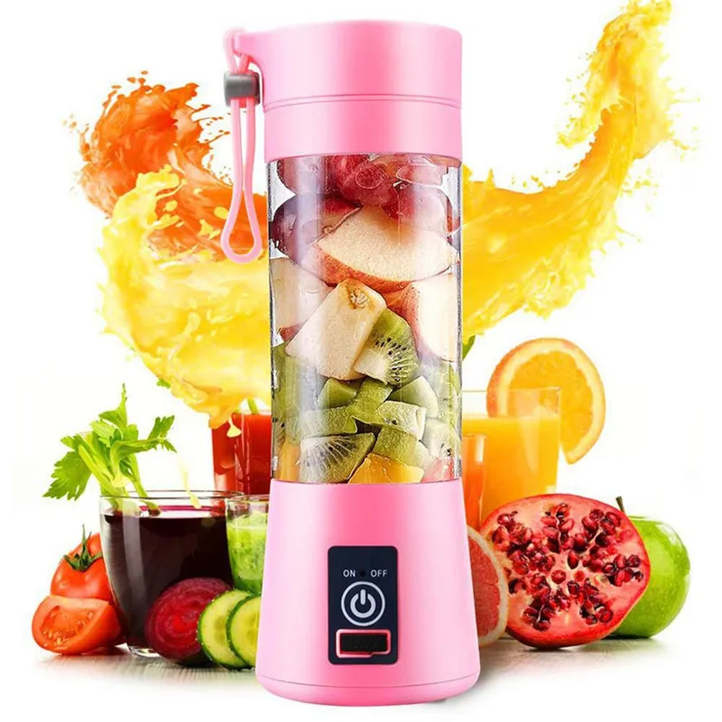 Portable Electric Juicer 4 Blender Plastic Cup Body 3.7V Fruit Vegetable Juicer 380 ml Uppladdningsbar juice -extraktor