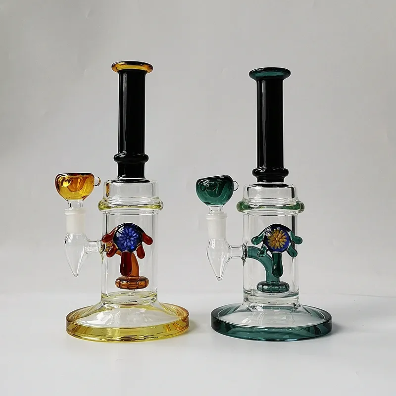 Thick Bong Beautiful Hookahs Heady Glass Dab Oil Rigs Bongs showerhead perc Colorful Unique Design Water Pipes Bong Straight tube CS1223