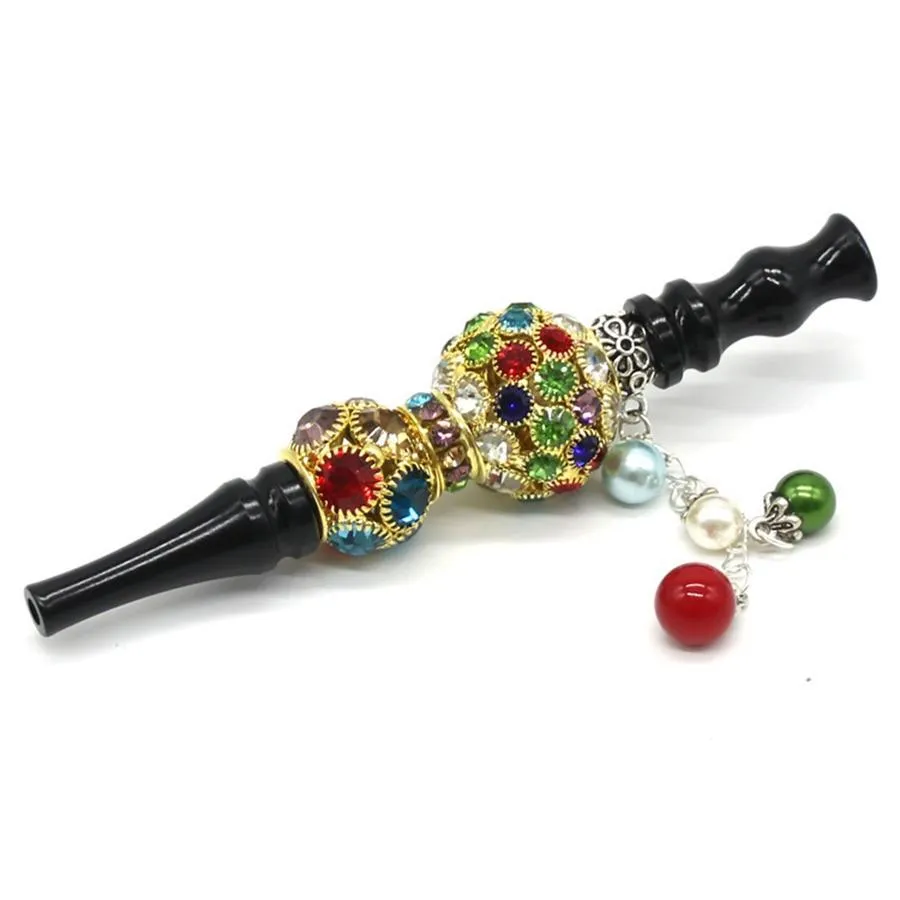 DHL Bling Blunt Holder Smoking pipe Tool metal Hookah Mouthpiece Mouth Tips Pendant Shisha Skull Shaped Filter Jewelry Diamond