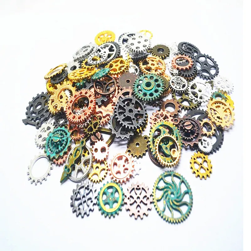 100g / embalar Punk metal Vintage Mecânica engrenagem Jóias DIY acessórios Multicolor engrenagem Acessórios para fazer jóias Componentes Atacado