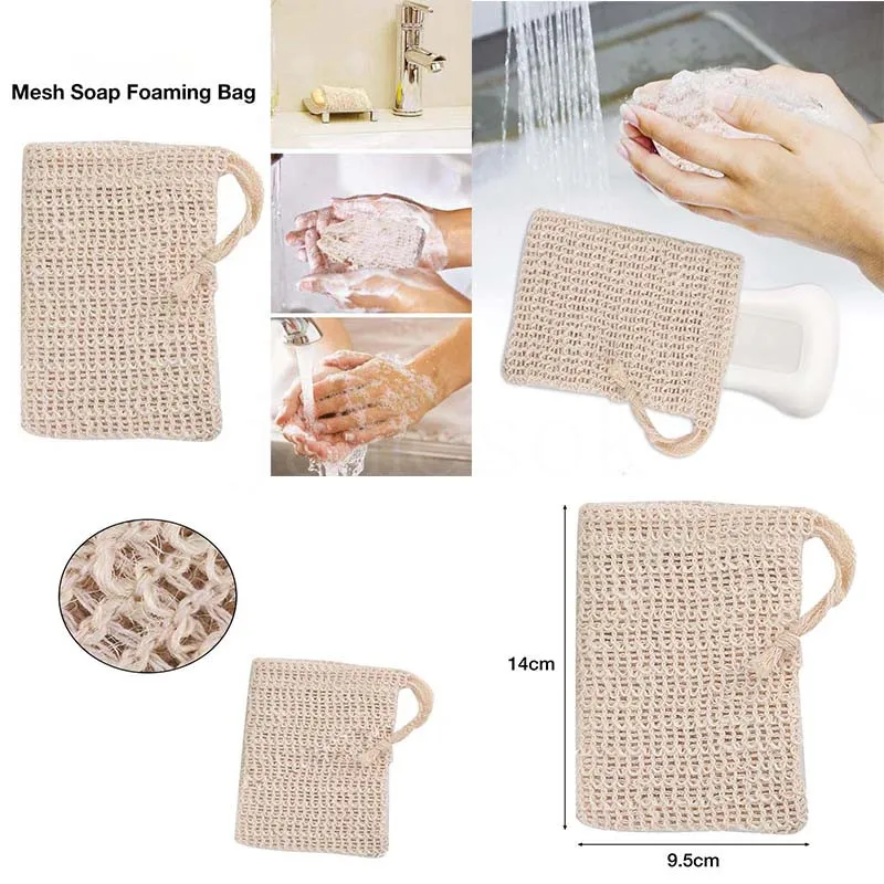 Natural Exfoliating Mesh Soap Saver Sisal Soap Saver Bag Pouch Holder For Shower Bath Foaming And Drying DA647