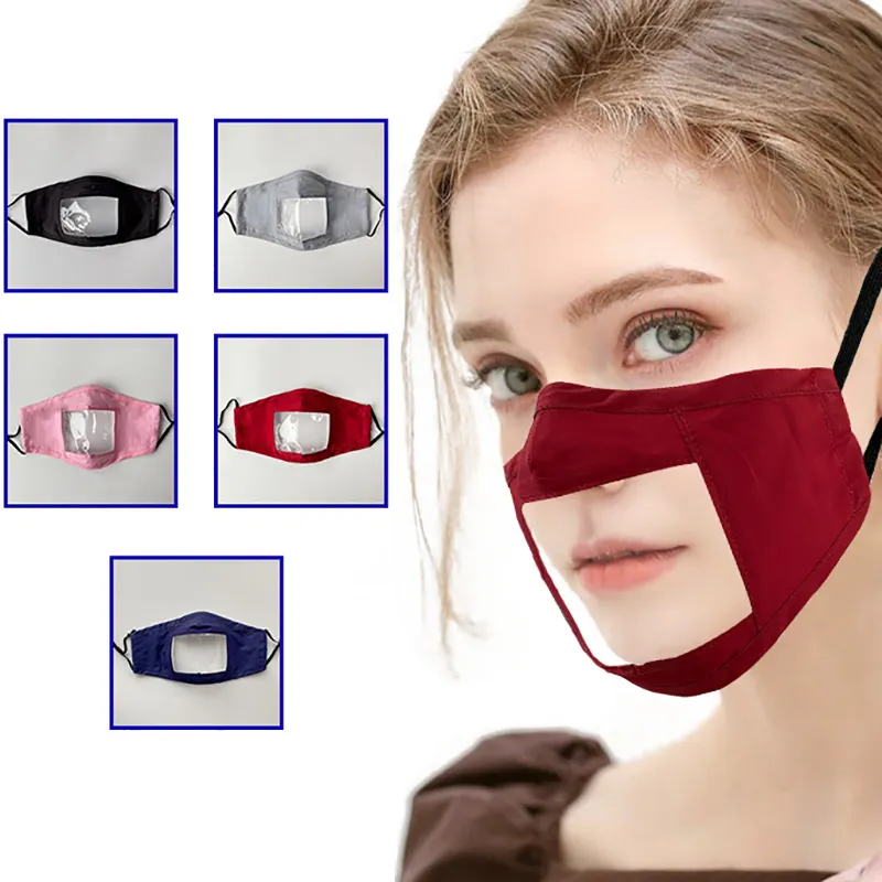 Surdomute designer Masque facial Protection pour adultes et enfants avec fenêtre transparente Masques pour la bouche en coton visible Masque lavable et réutilisable