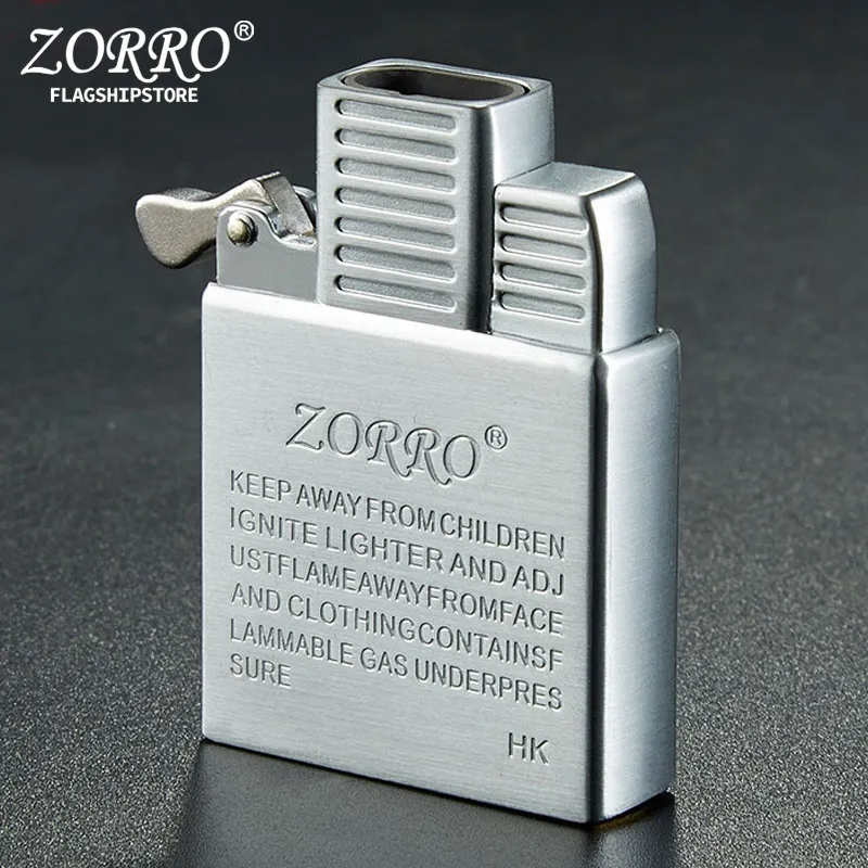 Zorro Original Dual Fire Torch Lighter Movement Kerogene Jet Windproof Cigarett Cigar Lighter Movement Uppblåsbar lättare foder Diy Tool