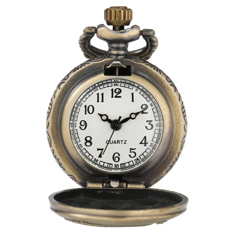 Bronze Vintage rétro motif Dragon petite taille montres de poche hommes femmes Quartz montre analogique collier chaîne reloj de bolsillo277T