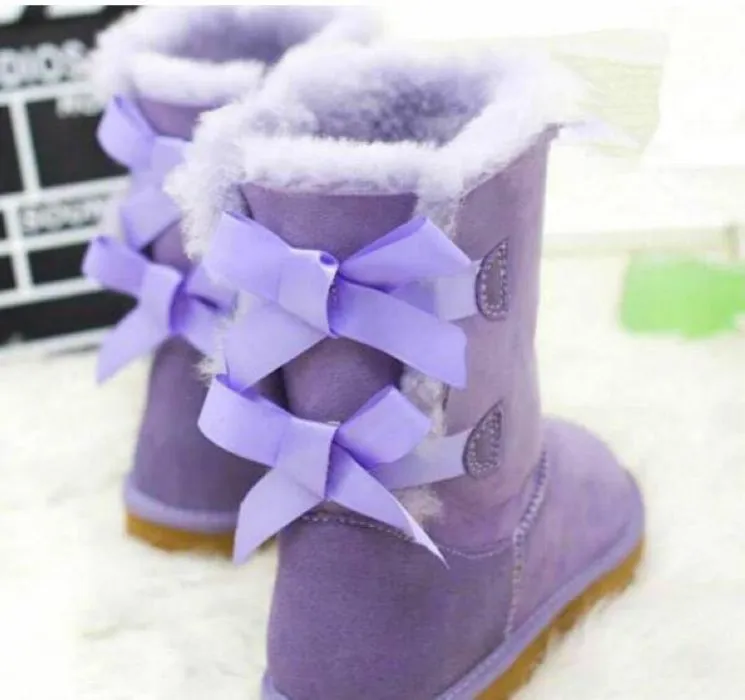 2019 EUR22-43 New Classic Tall Winter Boots Real Leather Suede Bailey Bowknot Women's Children kids Bailey Bow Snow Boots Shoes Boot