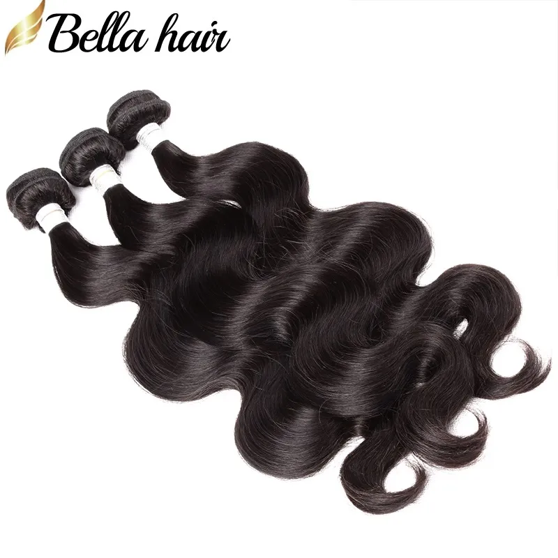 Brazylijski Body Wave Dziewiczy Ludzki Włosy Wyplata Wiązki 3 sztuk / partia Natural Color Hair Extensions Bellahair