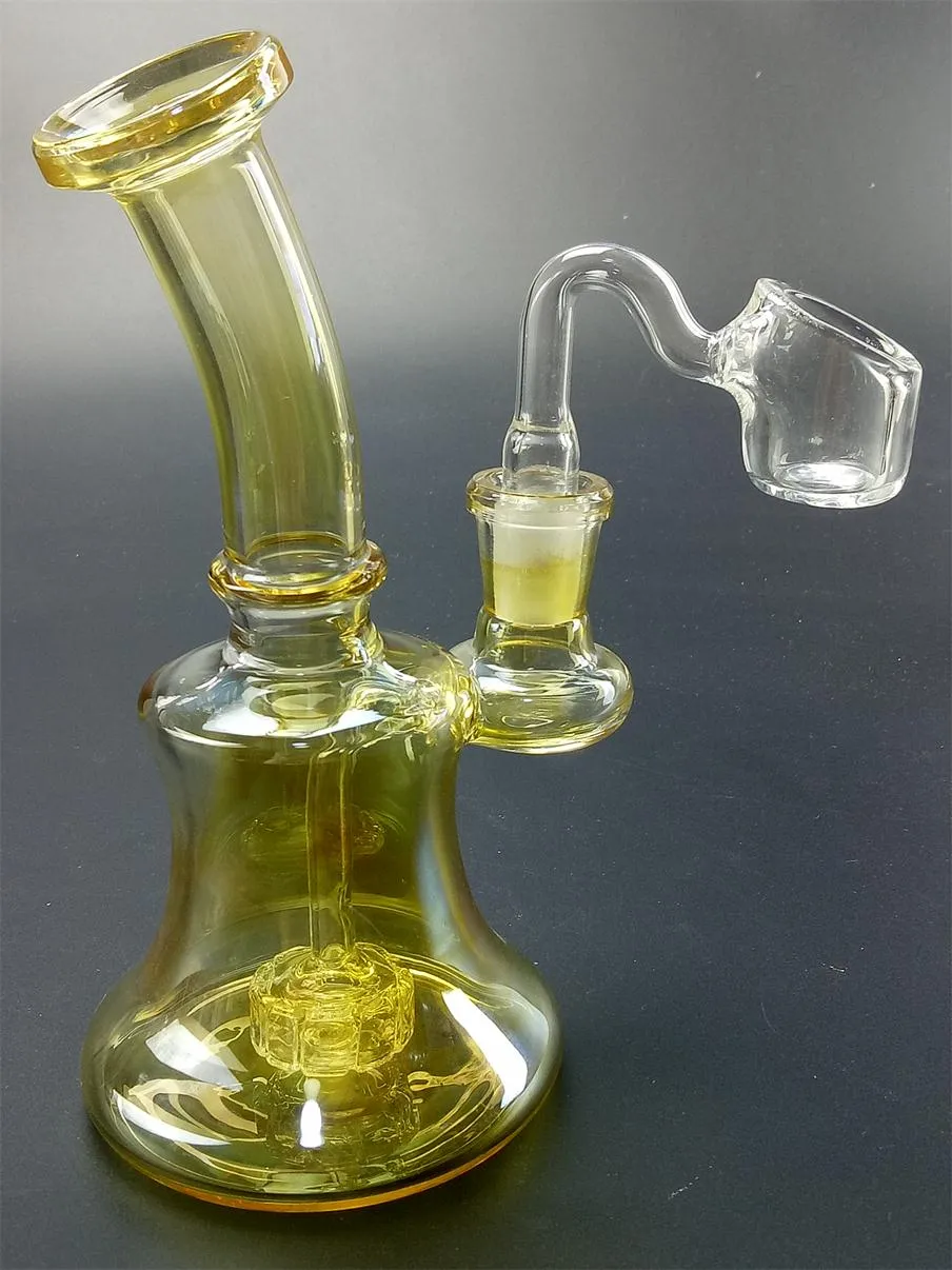 16 cm Tall Amber Glass Bong Oil Burnr Dap Rig Inline Birdcage Prec Precolator Water Pipes With Quartz Banger för Chicha Shisha