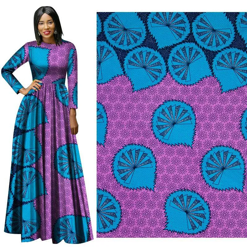 Ankara African Polyester Wax Prints Tyg Afrikansk Ankara Tyg för sömnad 6 meter / Lot Afrikanskt tyg för Party Dress FP6265