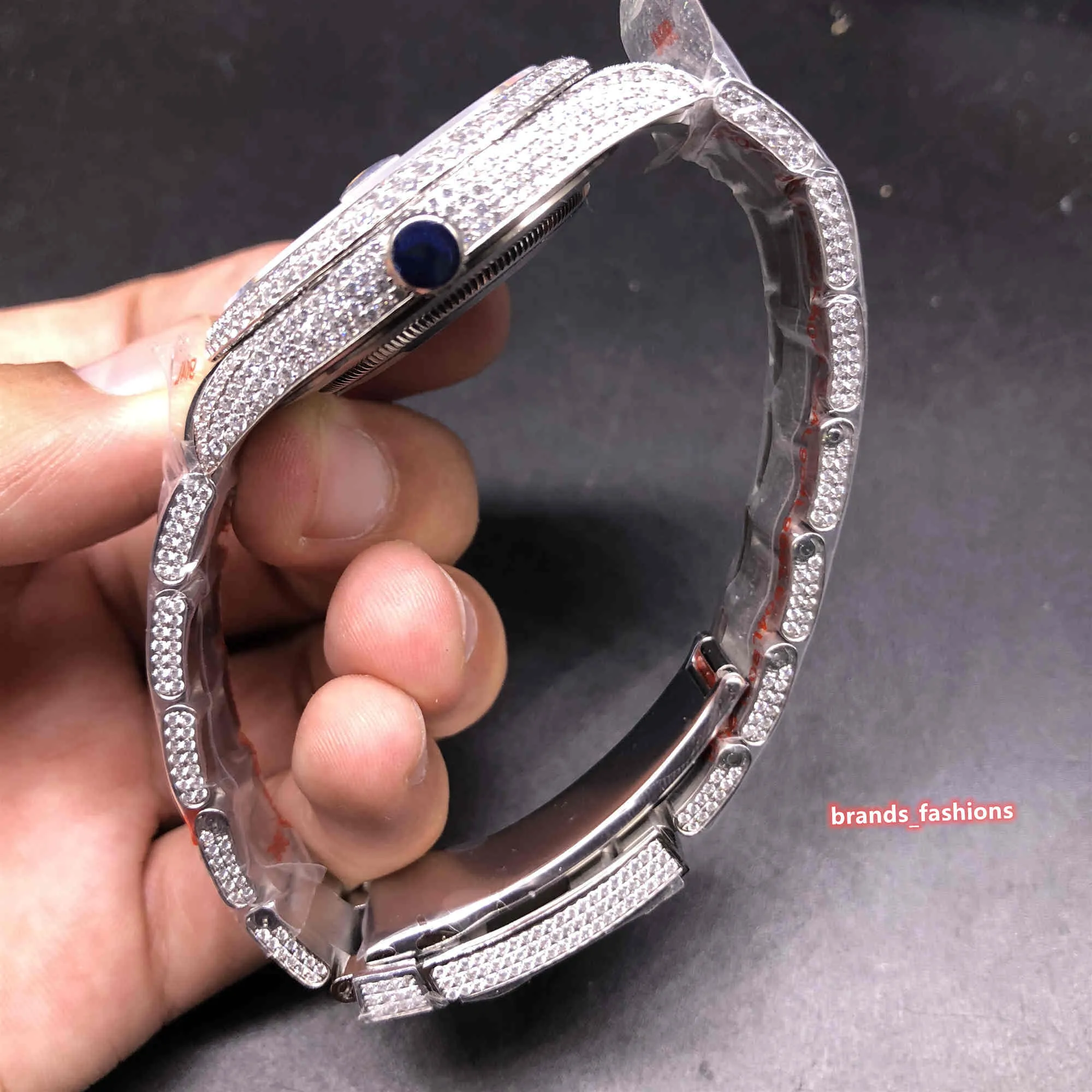 Mäns högsta kvalitet Iced Diamond Watch Sier Stainls Steel Watch Arab Index Diamond Face 2824 Automatisk mekanisk Watch4Ki6