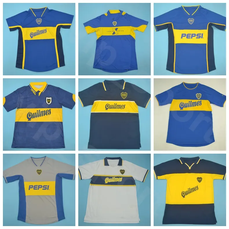 1995 1997 2000 2002 2007 Boca Juniors Vintage Maradona Retro Soccer Jersey Gago Caniggia Tevez Cardozo Benedetto Kits de camisa de fútbol