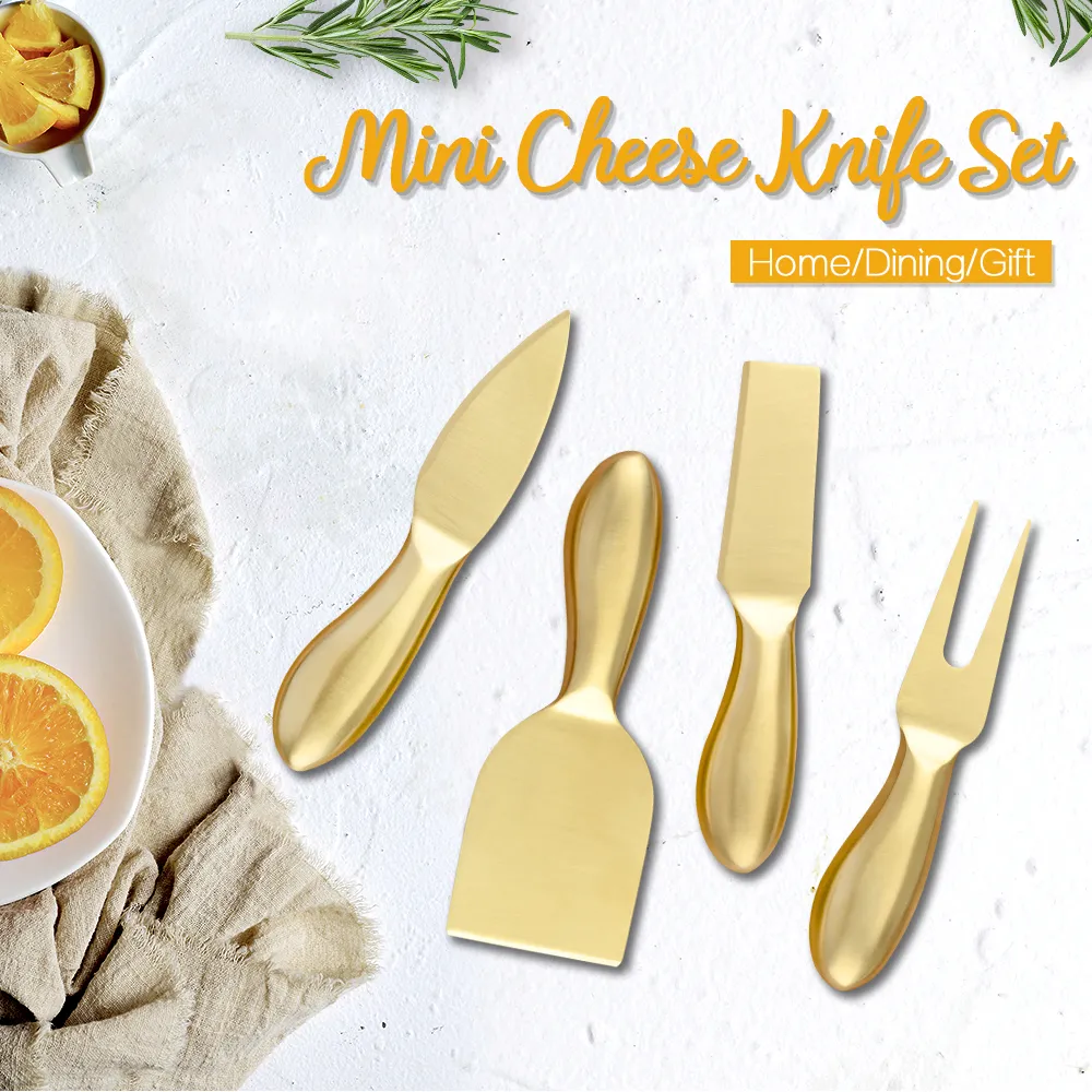 الفولاذ المقاوم للصدأ 4 قطعة سكين مطبخ شارب المهنة الجبن سكين مطبخ أداة تقطيع الجوف التعامل مع جبن بيتزا سكين مجموعة