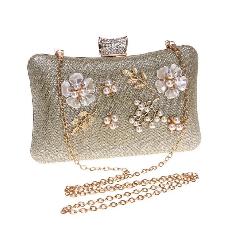 ABER 2020 bling evening bags handmade flowers banquet purse for ladies party dinner bags with chain wedding clutch MN1101