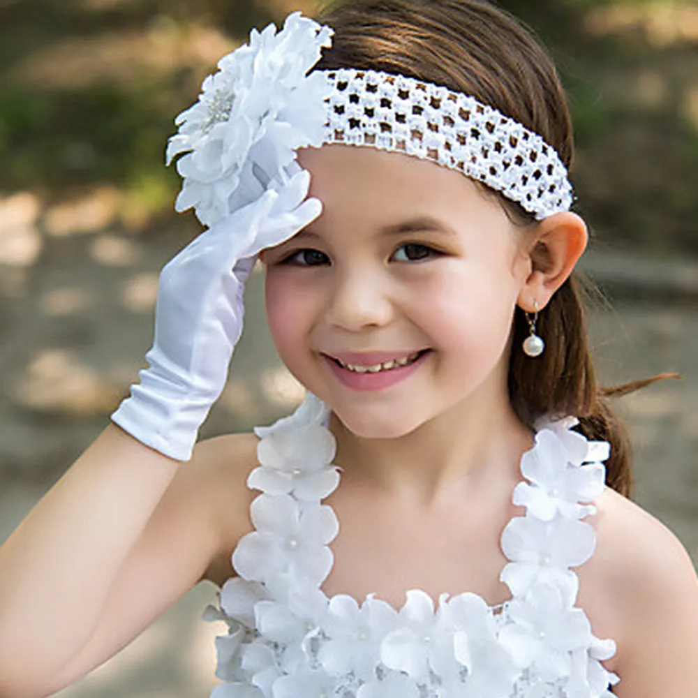 Guantes Blancos De Flores Para Niña, Guantes De Fiesta De Noche