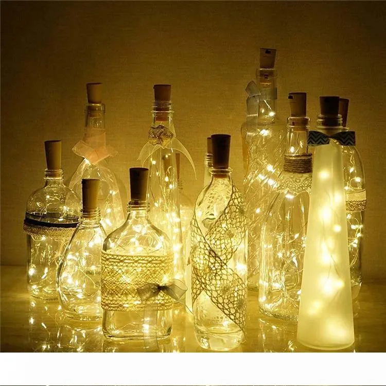 1M 10LED Strings 2M 20LED Lamp Cork Shaped Bottle Stopper Light Glass Wine LED Copper Wire String Lights For Xmas Party Wedding