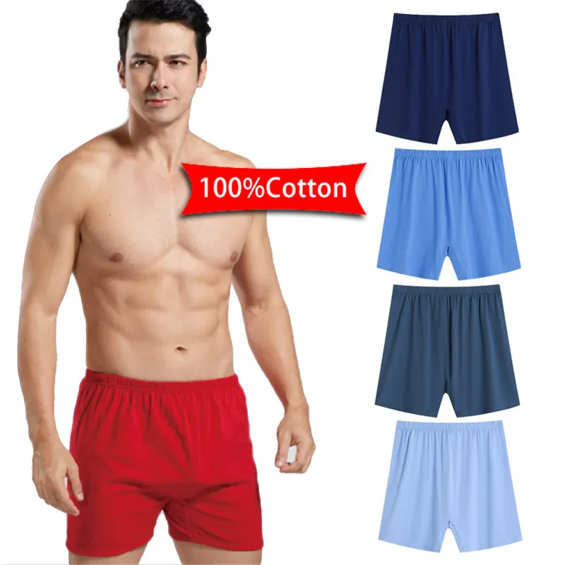 Plus Size 4XL Man Underwear 100%Cotton Middle-aged Elderly Boxer Shorts Oversized Elastic Loose Breathable Underpants For Father