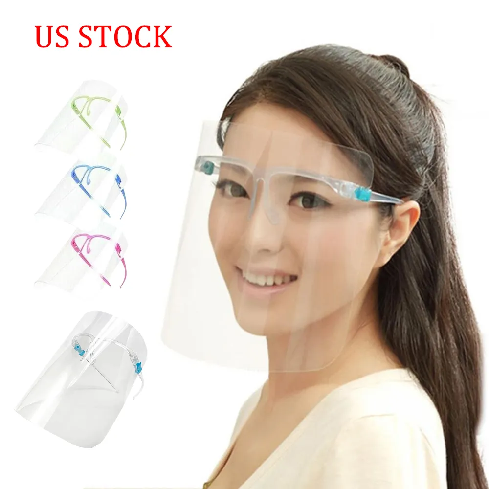 US Stock DHL Protective Face Shield Cover Plastskydd Isolation Mask Clear Vision Anti Olje Splash Dust Facial Visor för matlagning