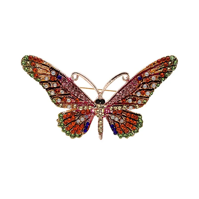Retro kleurrijke strass druipende olie emaille vlinder broche voor vrouwen insect dier broche pins broches fabriek directe verkoop