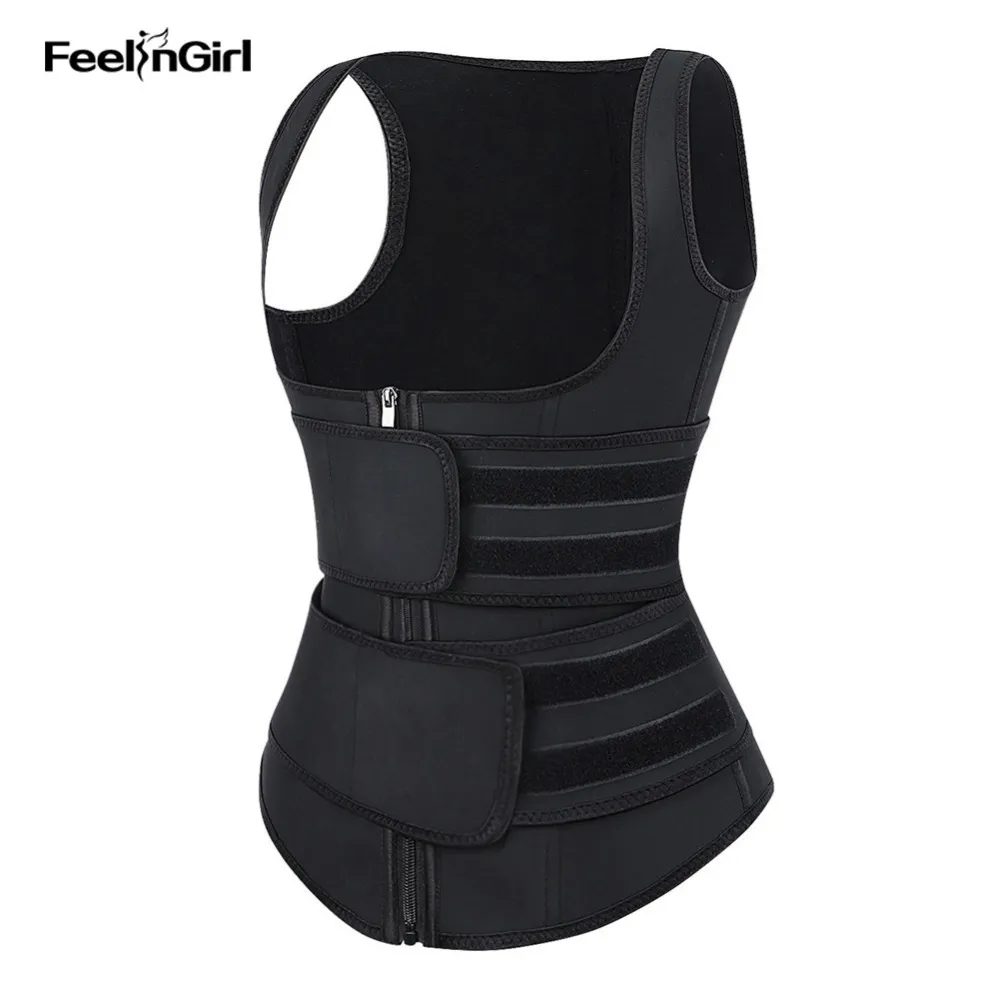 FeelinGirl Sauna Vest Body Shapper 9 Steel Bone Slimming Waist Trainer Shaper Adjustable Sweat Belt Corset Workout Shapewear Y200710