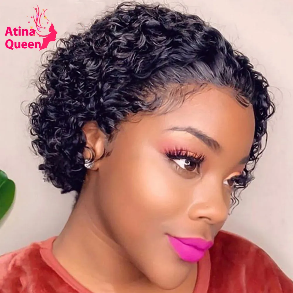 Preplucked Short Curly Pixie Wig Bleached Knots 13x4 Bob Closure Wig Remy Lace Front Human Hair Wigs Frontal Wig For Black Women