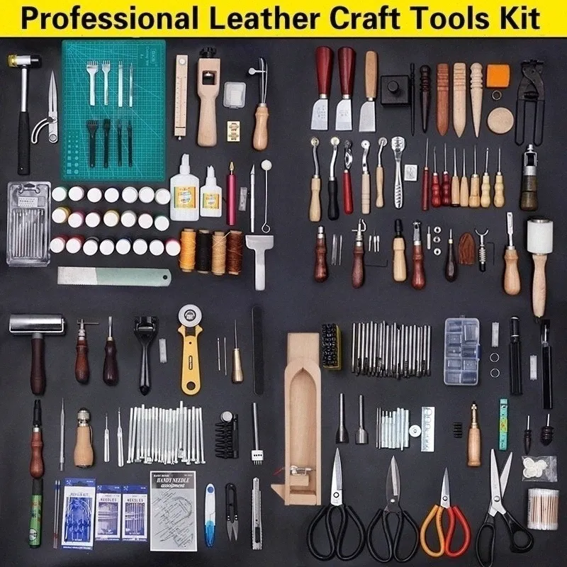 Piel profesional de oficios Kit de herramientas con las instrucciones para  coser la costura a mano, que estampa el sistema y la fabric Juego de