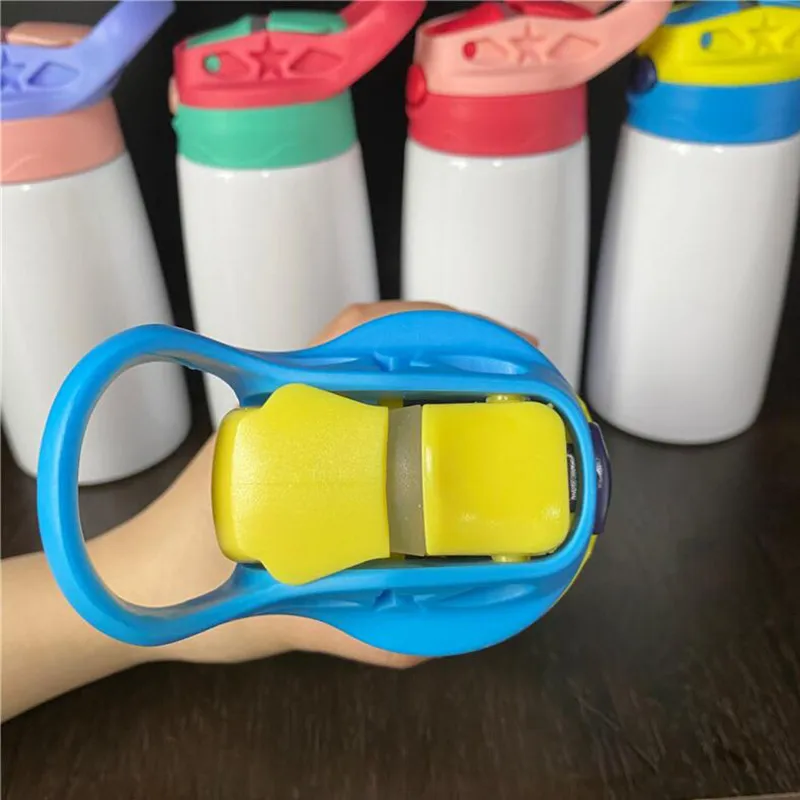 Bottiglia di modo DIY di sublimazione Blanks in acciaio inox doppia parete 12 once Bambini Bicchiere con coperchio becco paglia DHL trasporto veloce