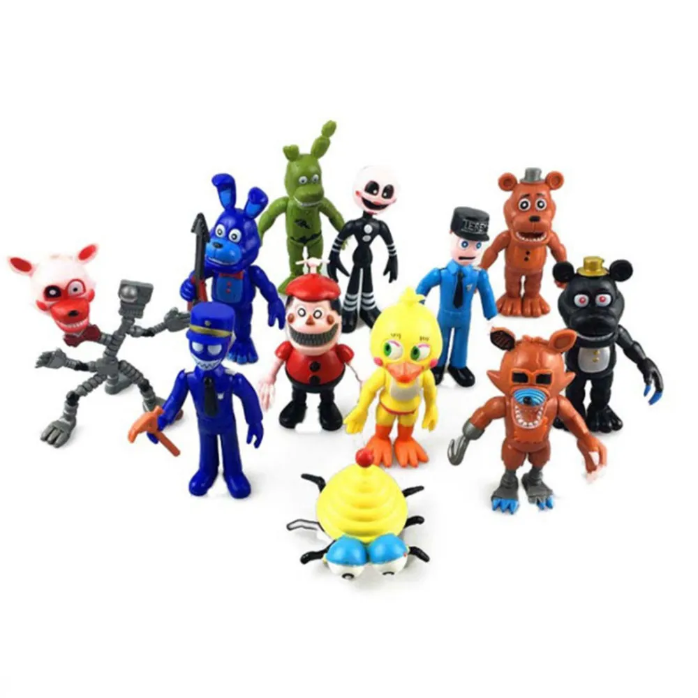 12pcs / set action figur funtime freddy foxy syster plats lätta rörliga gemensamma presentleksaker