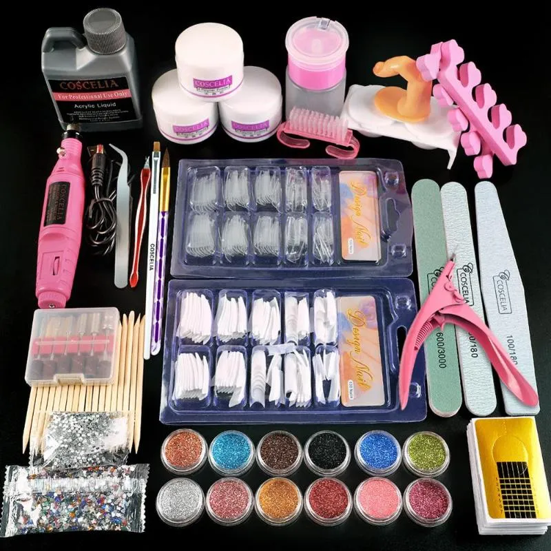 Pro Acrylic Acrylic Nail Art Set With Drill Machine, Liquid Glitter Powder  Tips, Brush Tool, And Full Manicure Set From Huangcen, $33.9 | DHgate.Com