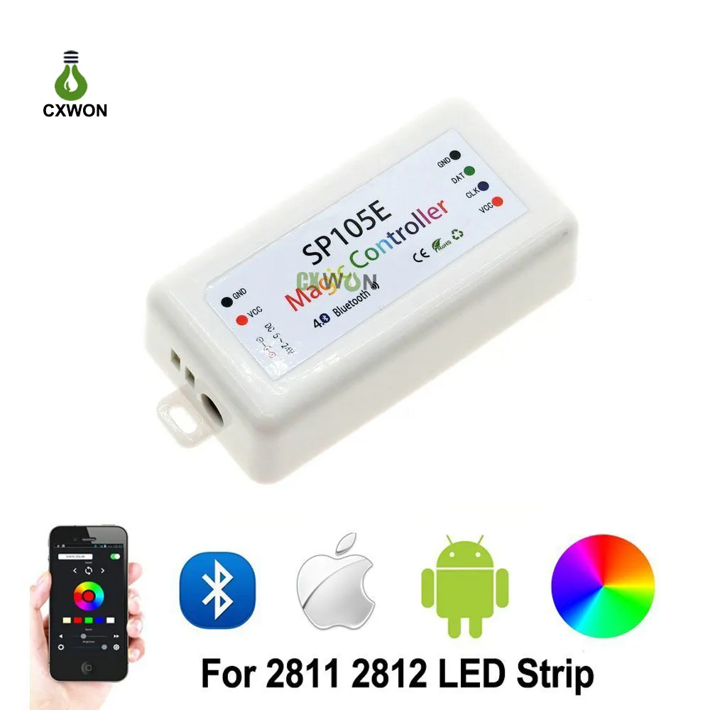 WS2811 2812 2801 6803 LED 픽셀 스트립 라이트 컨트롤러 블루투스 / 와이파이 / 음악 스마트 SP105E SP108E DC5V-24V 20pcs / lot