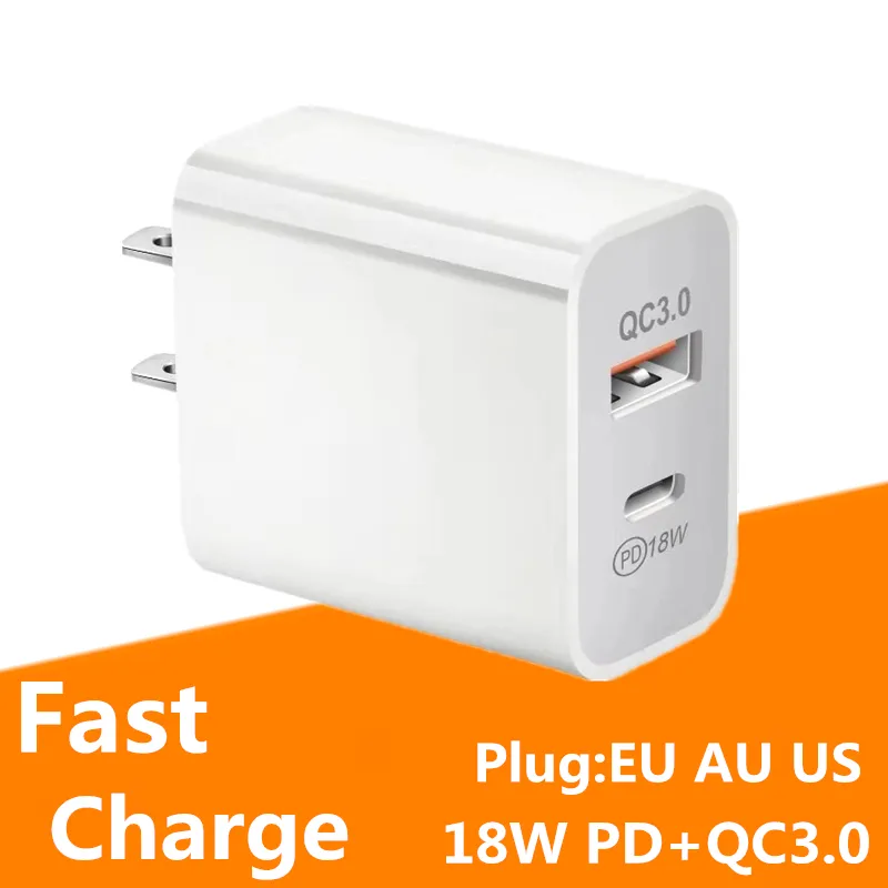 EU US AU Plug PDQC 3 0 Fast Charging Mobile Phone Charger Typec 18W PD-oplader voor Samsung Note 10 S10 HTC LG