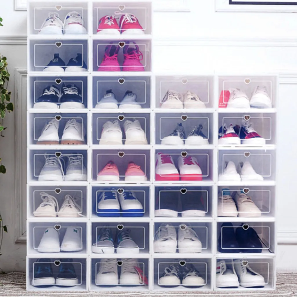 Clear sneaker store box storage