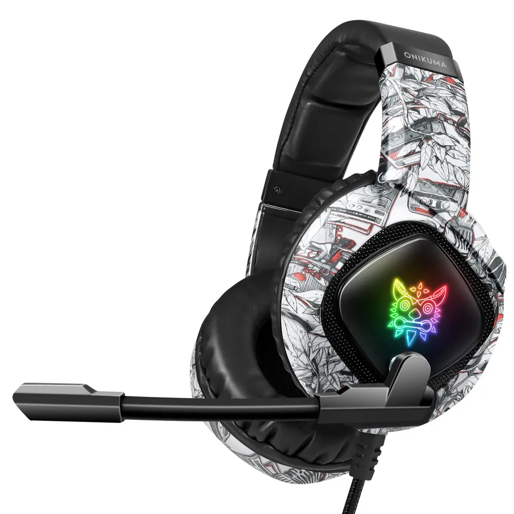 ONIKUMA K19 3,5 mm kabelgebundenes Gaming-Headset mit Mikrofon, Camo-Helm, PC-Stereo-Kopfhörer, LED-Licht für Xbox One/Laptop, Tablet/Telefon, Camouflage