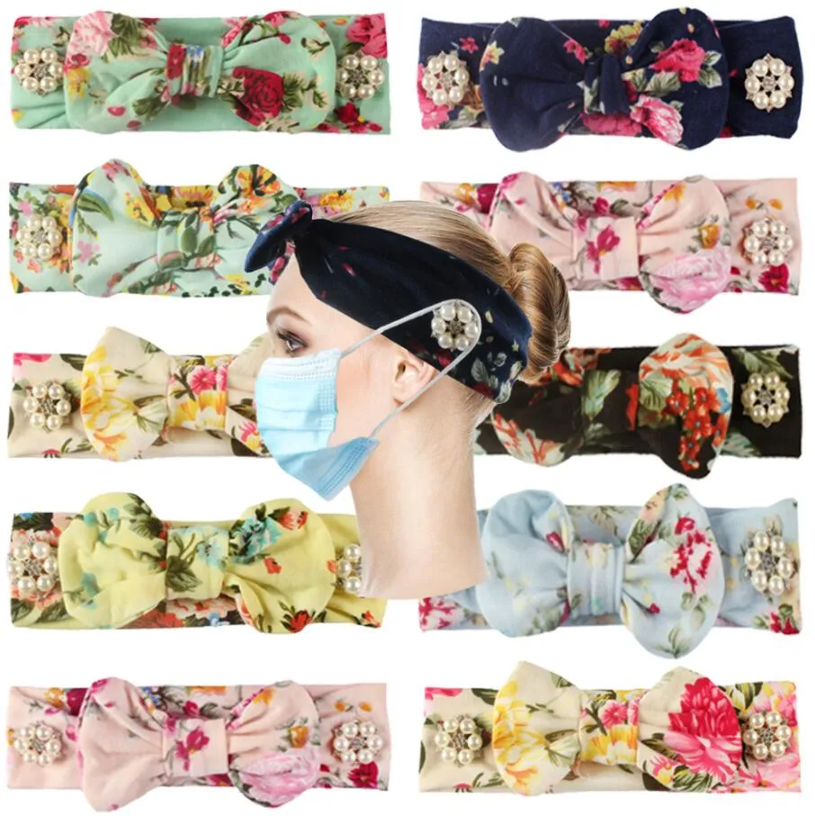 Headband elástica bowknot Floral Headwrap Anti Estrangulamento Botão Faixa de Cabelo Esporte Sweat largas trecho Headwear acessórios de cabelo LSK501