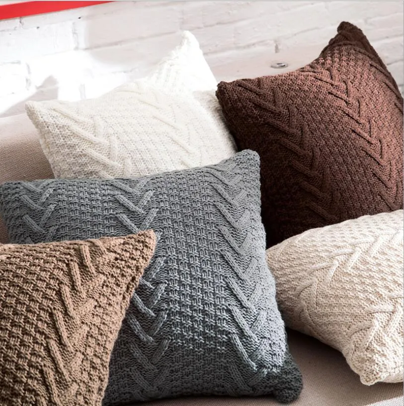 Pillow Case V Shaped Thick Wool Knitting Pillows For Home