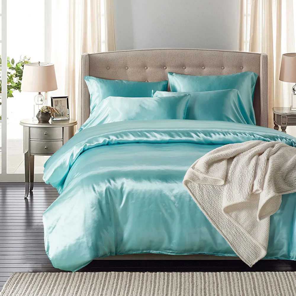 Designer Bed Comforters Sets Luxury 100% Satin Silk Bed Linen Set Home Decor Bedding Set Queen King Duvets Cover Bedclothes227R