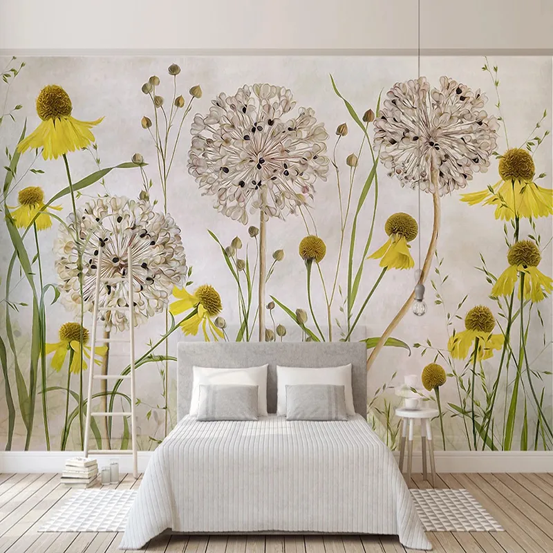 3 Piece Art Wall Hang Pictures Dandelion Painting Canvas For Kids Children  Room Wall Pastoral Blue Decor Flower Paint Prints