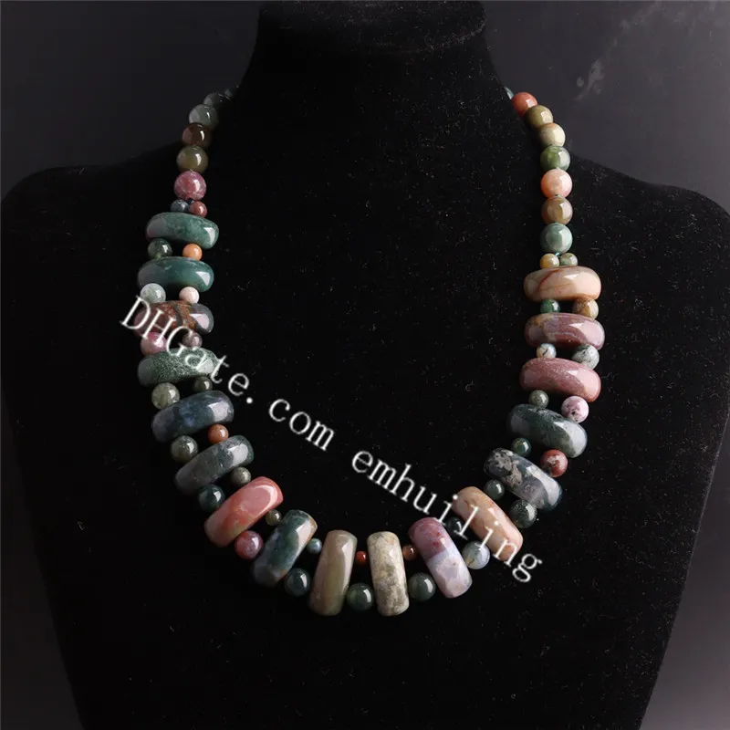 5Pcs Handmade 50cm Boho Bohemian Style Natural Quartz Crystal Gem Stone Beaded Pendant Choker Necklaces Beads Statement Bib Collar for Women