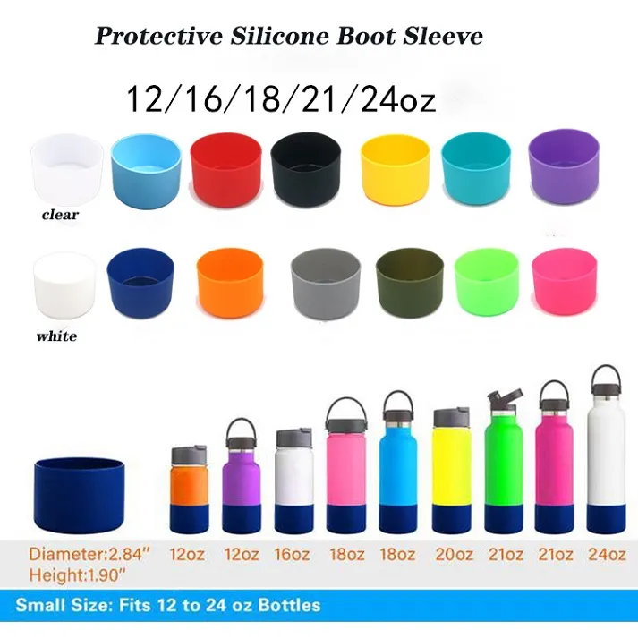 New Water Bottle Silicone Sleeve Cover Protective Silicone Boot Sleeve for 12oz-40oz Water Bottles Accessories Anti-Slip Bottom Sleeve Cover