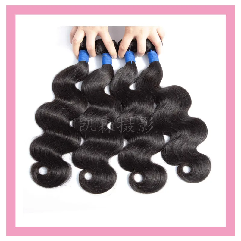 Malaysiska Fyra Bundlar Kroppsvåg Straight Virgin Human Hair 4 Pieces / Lot Hair Wefts Obehandlat Hårprodukter Naturfärg