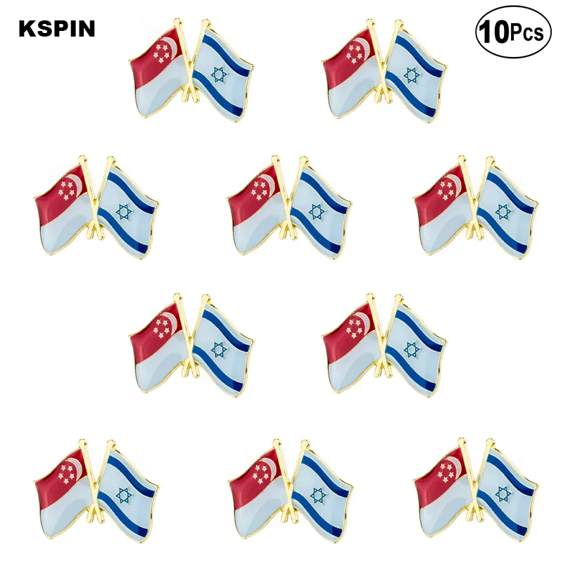 Singapore & Israel Friendship Flag Lapel Pin Flag badge Brooch Pins Badges 10Pcs a Lot