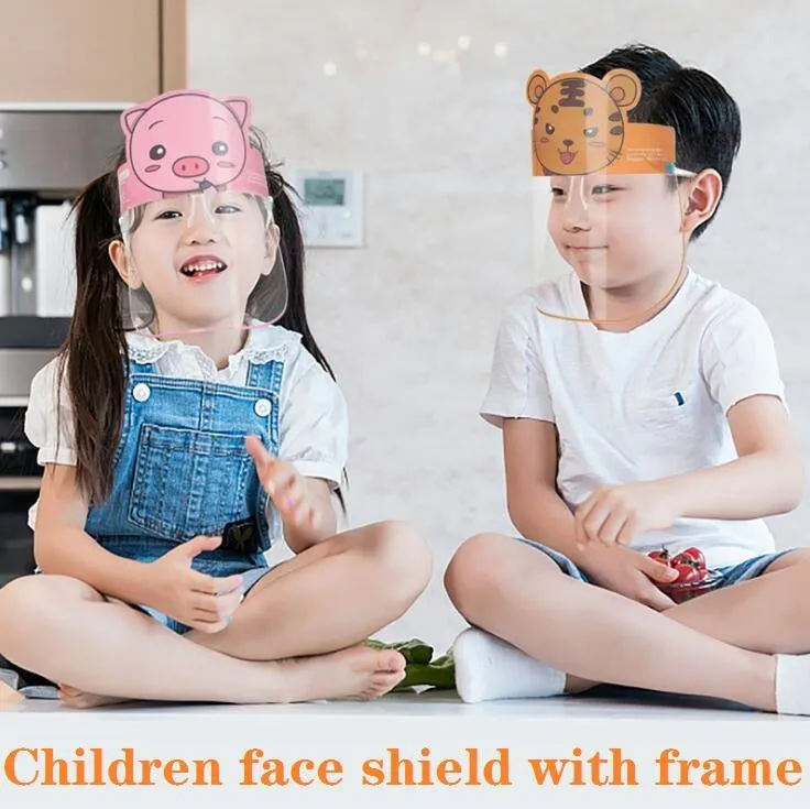 Djurbarn tecknad ansiktssköld med glasögon Säkerhet Chidren Skyddsmask Fullt ansikte Anti-dimma Isolation Mask Splash-Proof Visor FY8094