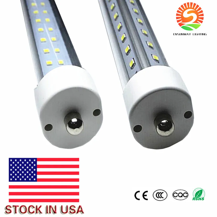 T8 72W LED Tube Light Bulb 8FT V Shaped LEDs, Single Pin FA8 Base Led Shop Lights 150W Fluorescent Lamp Replacement Dual-Ended Power