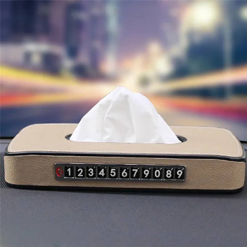 Auto Tissue Box High-Grade-Kunststoff-Sonnenschutz-Sitzart Automobile Central Control temporäre Stoppschild Serviettenschublade