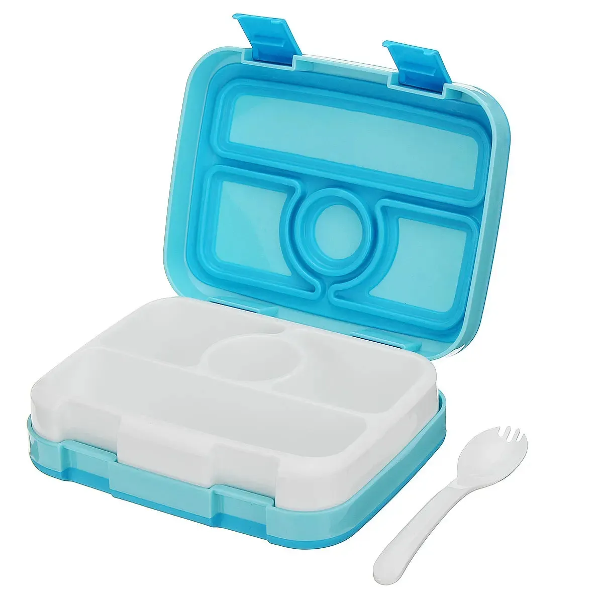 Bento Lunch Box a 2 strati Contenitore per alimenti da picnic Contenitore per alimenti diviso in plastica Scatola per il pranzo a microonde