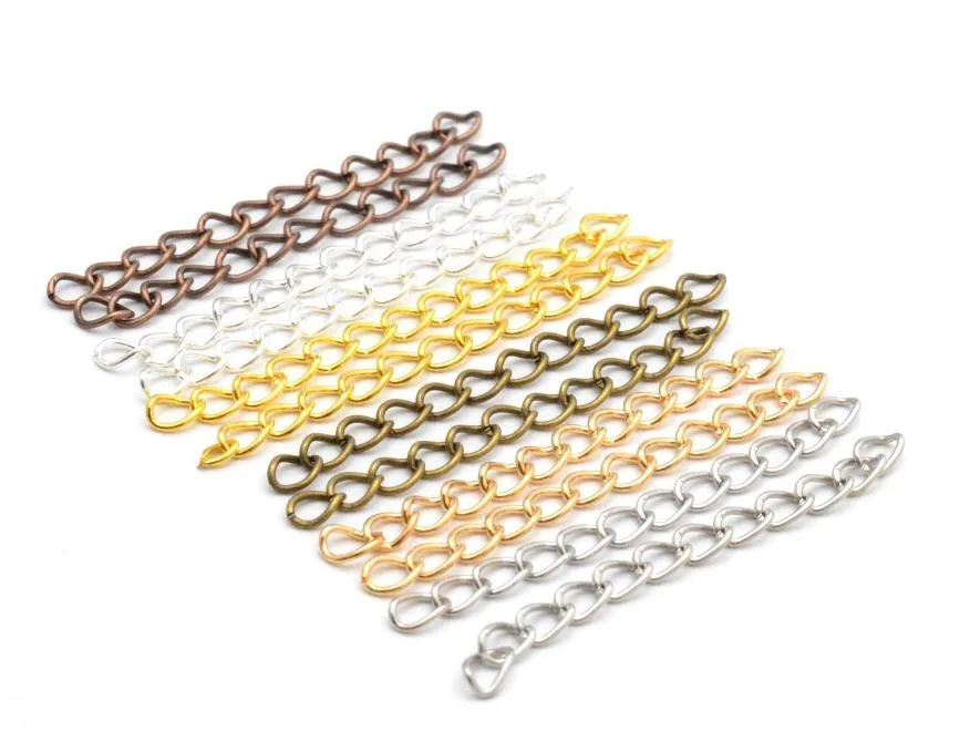 300pcs/lot 50mm Necklace Extension Chain Bulk Bracelet Extended Chains Tail Extender For Jewelry Making Findings