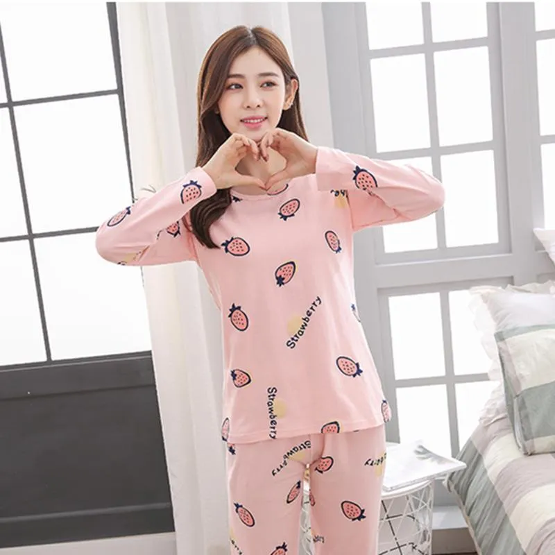 Women s Sleepwear Cute Women Clothes Summer Womens Pajamas Sets Long sleeved Suits Girl Fashion Casual Outerwear Night Suit